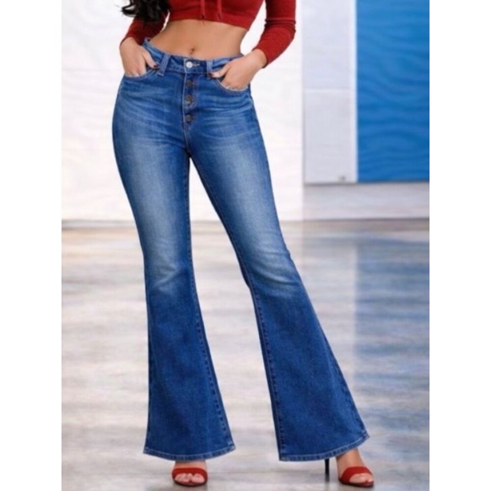 Lee Vintage Modern High Rise Flare Jeans 29x33 NWT Stretch Distressed Denim
